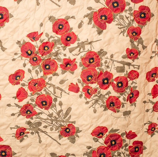 Woobie USA Throw Blanket - Poppies of War - Tan - Bawidamann Art