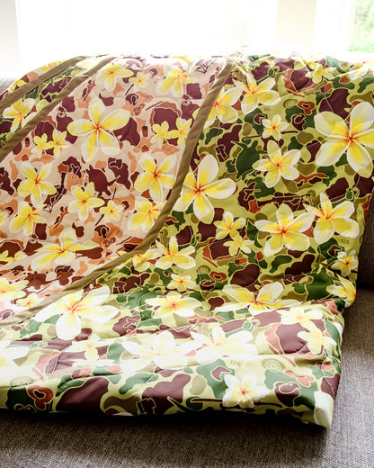 Woobie USA Throw Blanket - Aloha Pua Honu - Double-Sided - Bawidamann Art